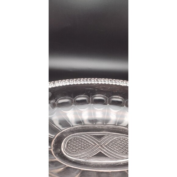 Vintage Depression Glass Pink Clear Candy Nut Dish Scalloped Oval Infinity READ - Picture 8 of 9